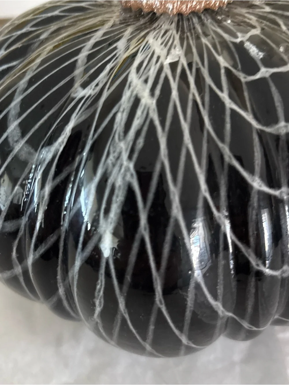 Martha Stewart Handblown Glass Black White Brown Pumpkin